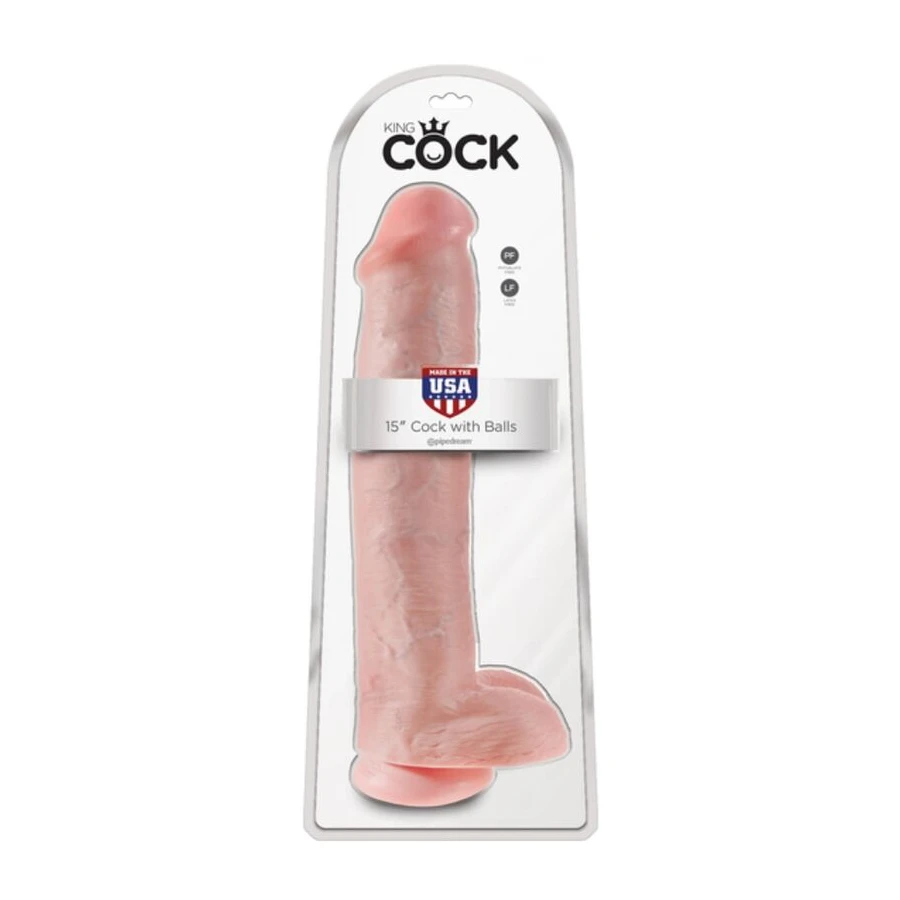 KING COCK - DILDO REALISTA COM TESTÍCULOS E VENTOSA 38 CM COR DE CARNE